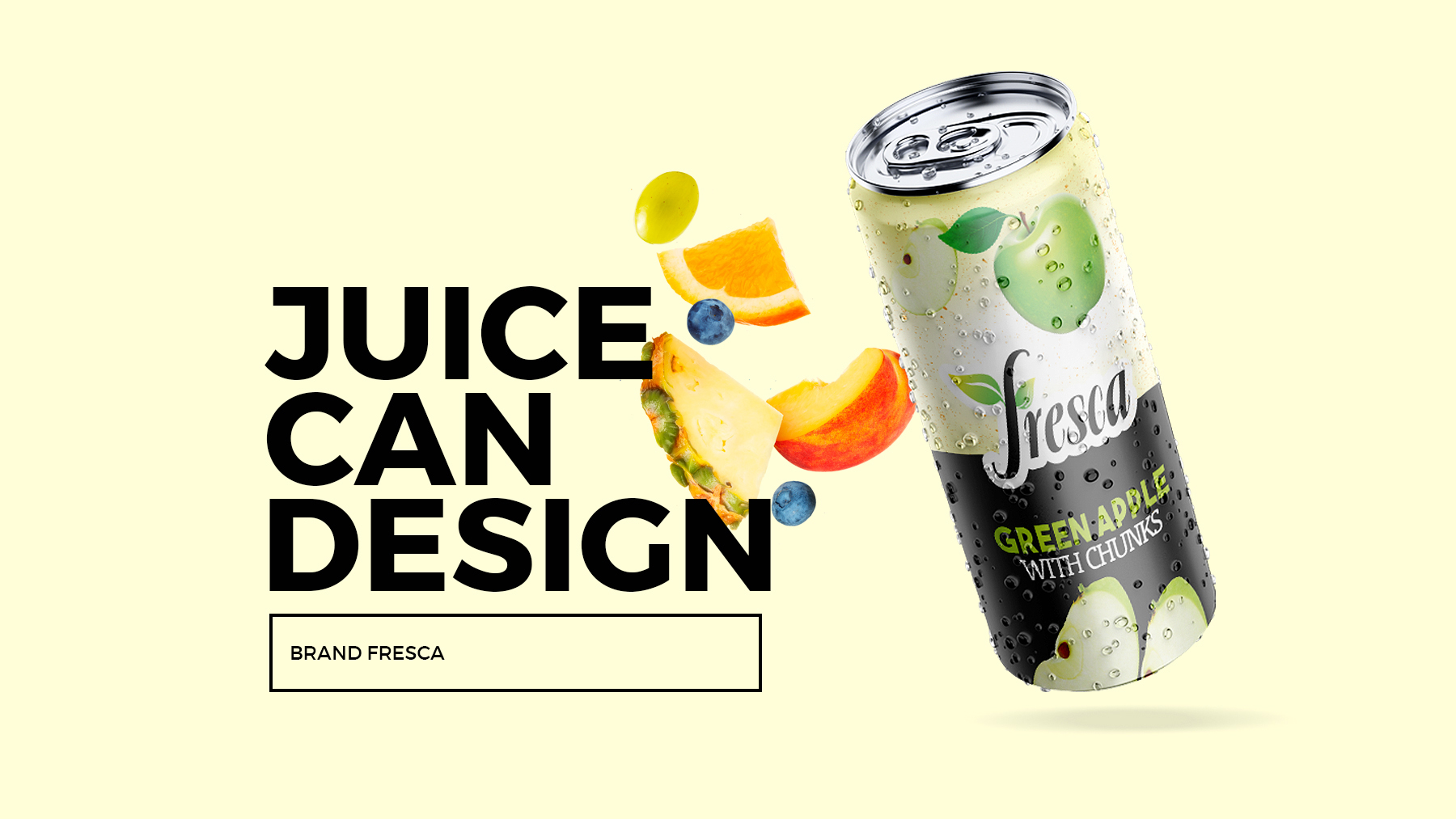 fresca green apple with chunks can juice label design case study